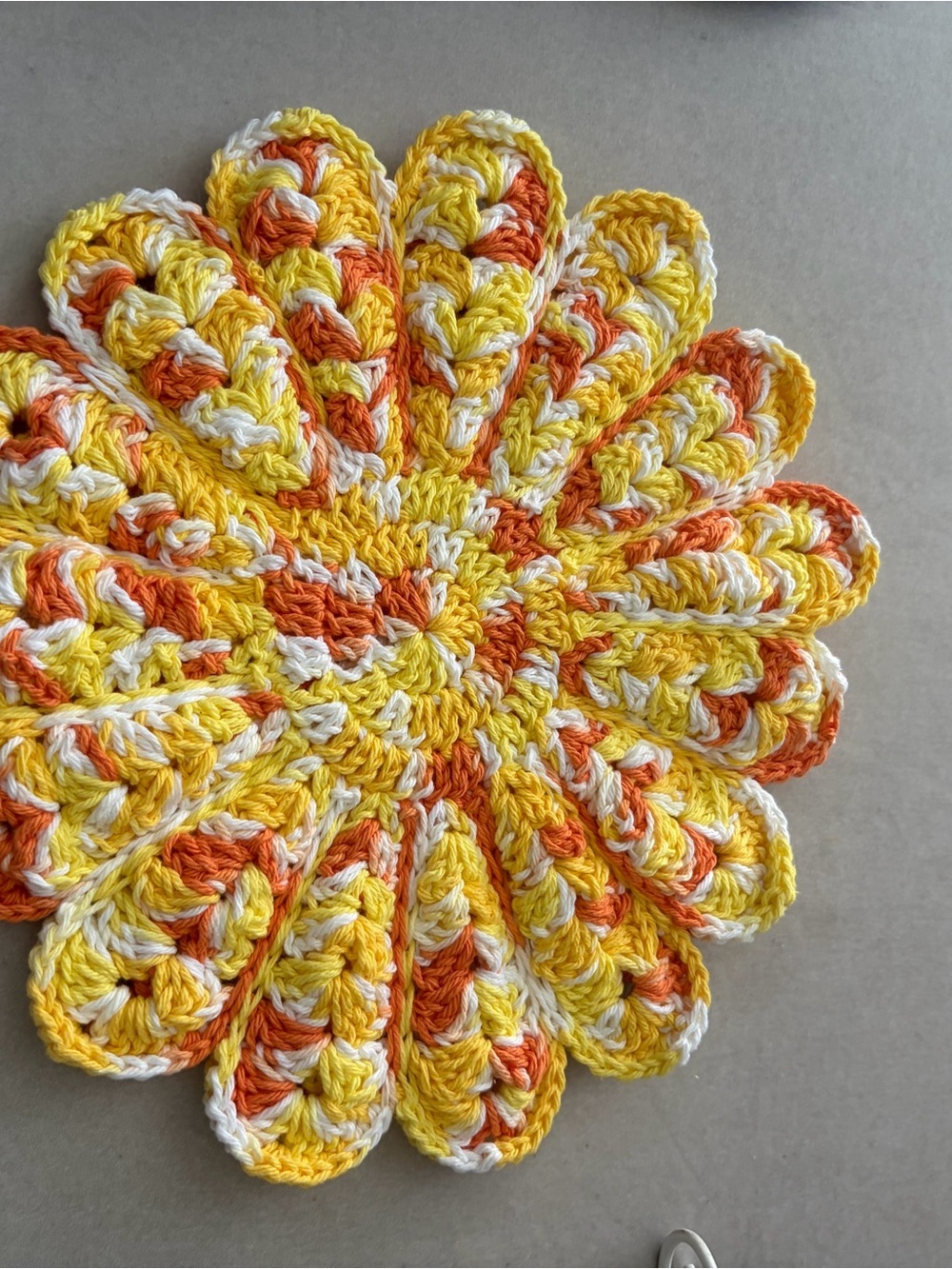 Handmade Yellow & Orange Crochet dishcloth